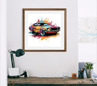 Retro Style American Speed Car In Spash Art Print Design 2