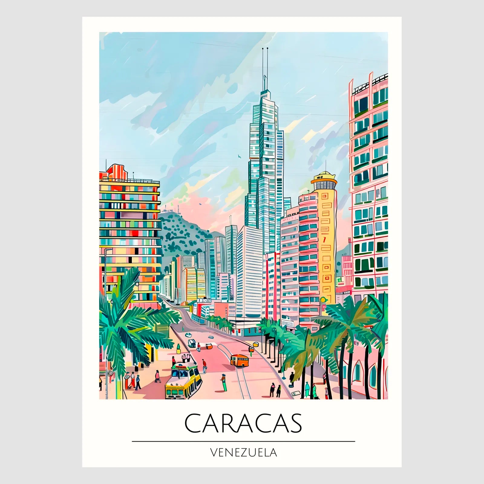 Caracas Cityscape with Mountains Art Print 1