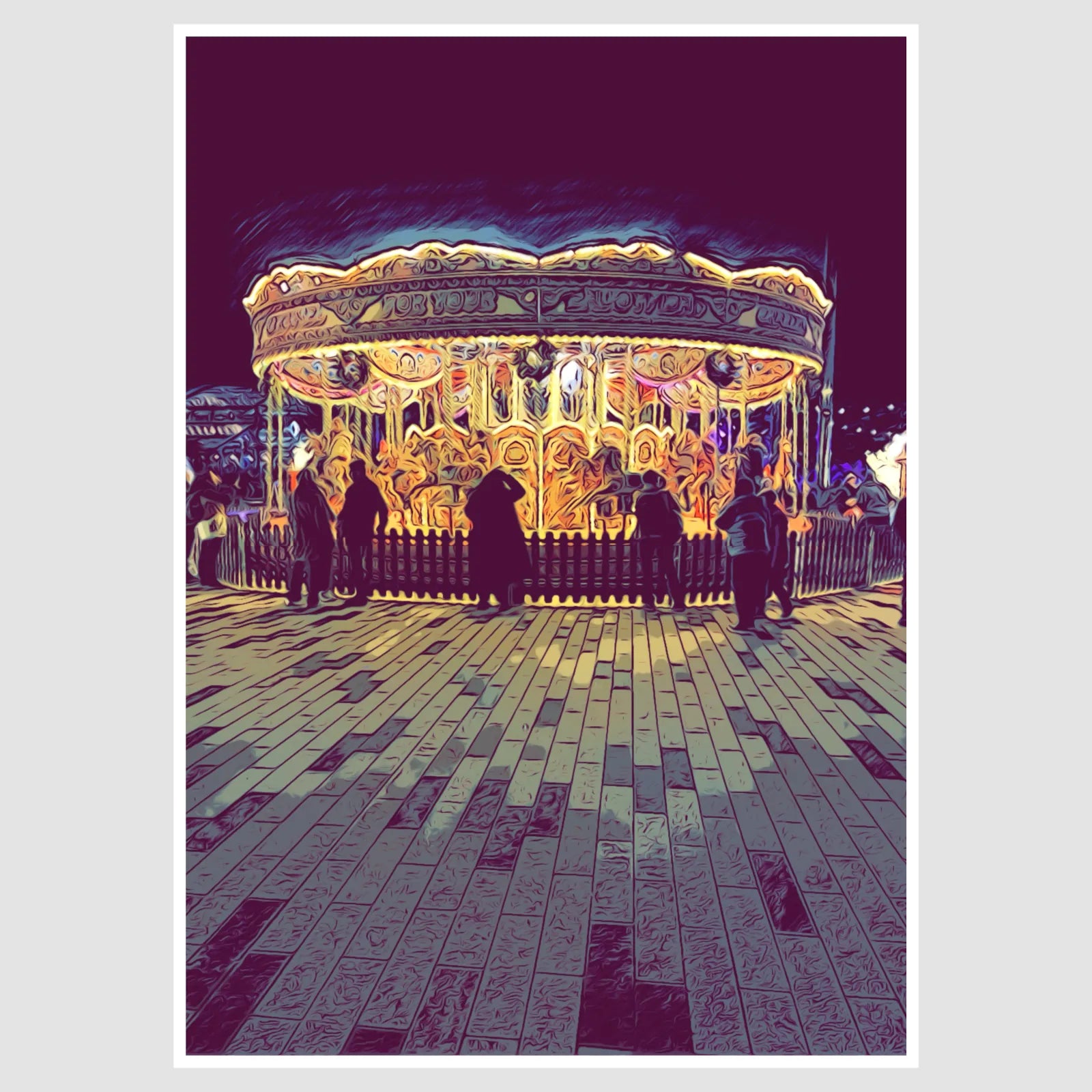 Carousel In Winter Wall Art Print