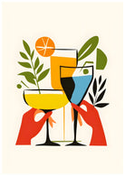 Cheers Cocktail Art Print – Retro Silhouette Clink 3