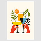 Cheers Cocktail Art Print – Retro Silhouette Clink 1