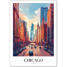 Chicago USA Art Print – Downtown Skyline and Traffic