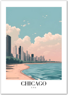 Chicago USA Art Print – Lake Michigan Beach and Skyline