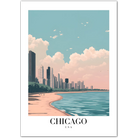 Chicago USA Art Print – Lake Michigan Beach and Skyline