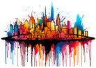 Jazzy Paint Splash & Drips Cityscape Artwork Print 3