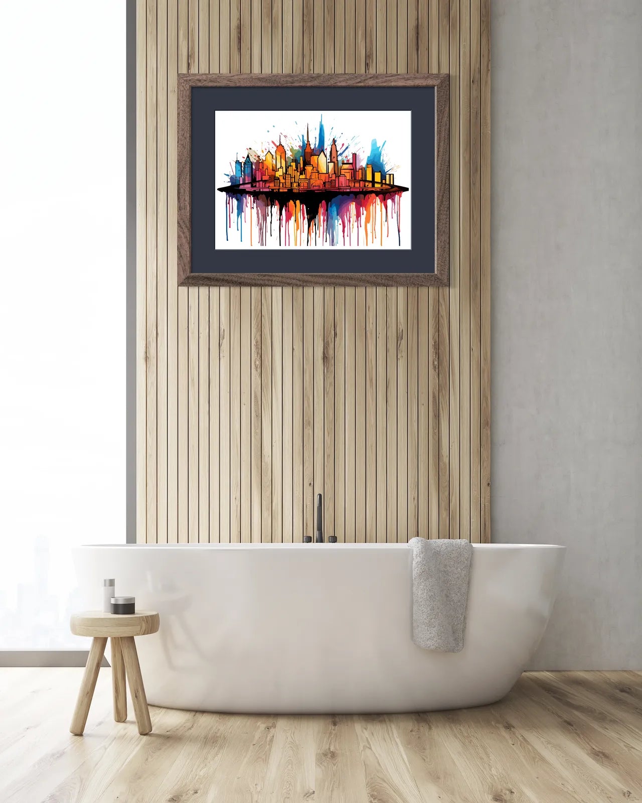 Jazzy Paint Splash & Drips Cityscape Artwork Print 2