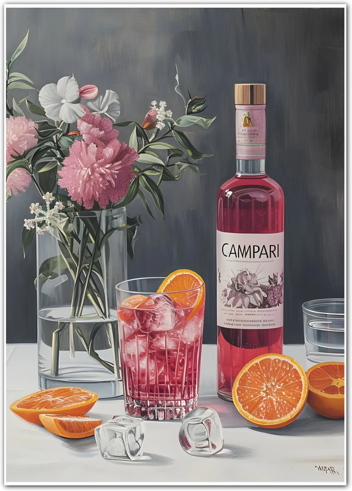 Classic Campari & Floral Still Life Art Print