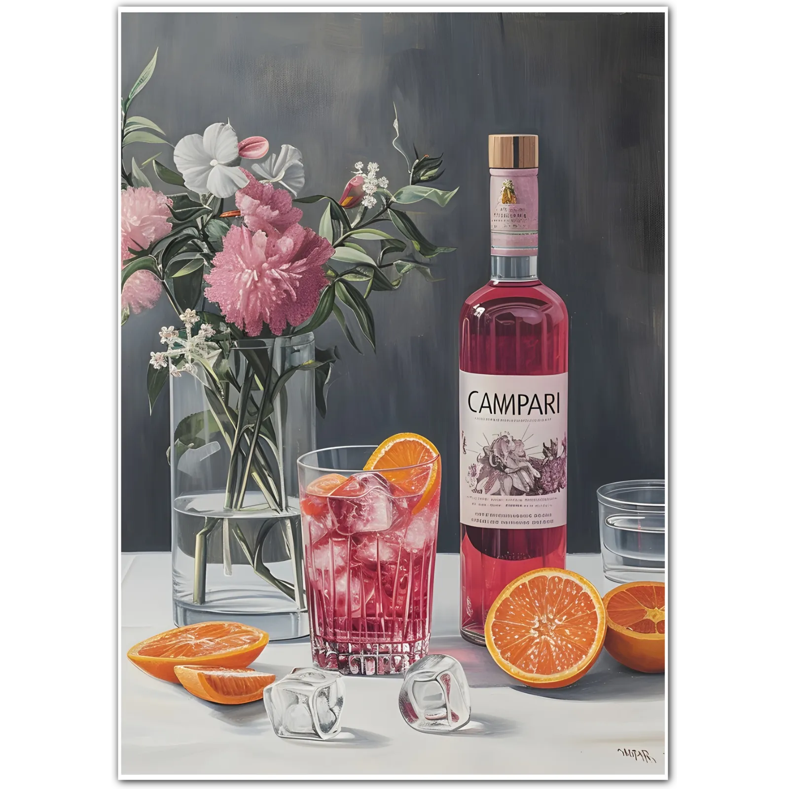 Classic Campari & Floral Still Life Art Print