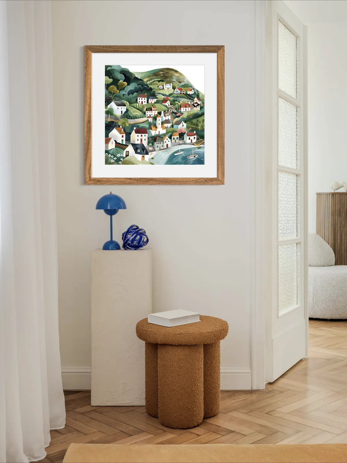 Coastal Village by the Hill Art Print