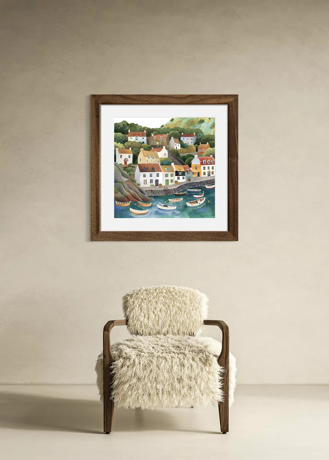 Coastal Village Harbour Art Print