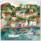 Coastal Harbour with Colourful Boats Art Print