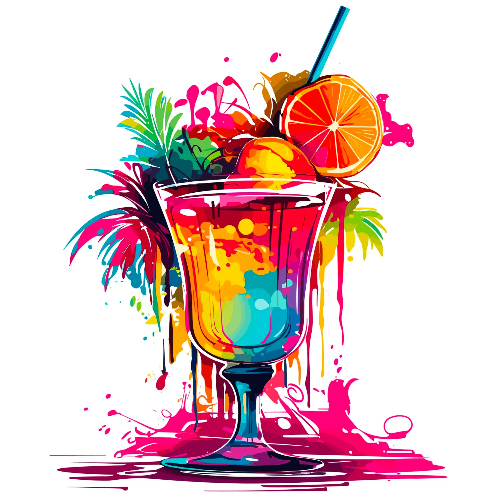 Cocktail Party Paint Splash Digital Art  Print 3