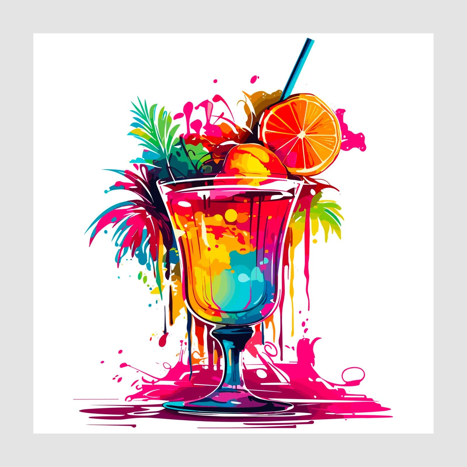 Cocktail Party Paint Splash Digital Art  Print 1