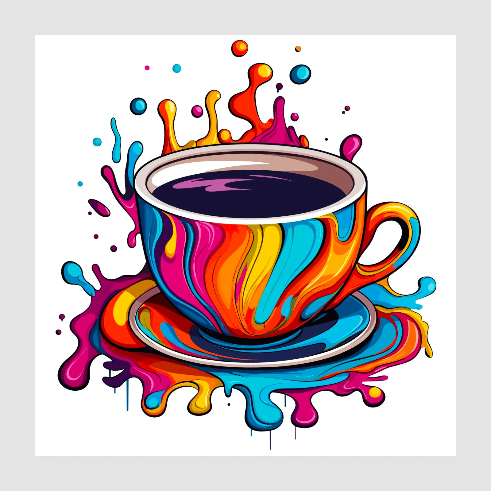 Bright Paint Swirls Coffee Cup Digital Art  Print 1