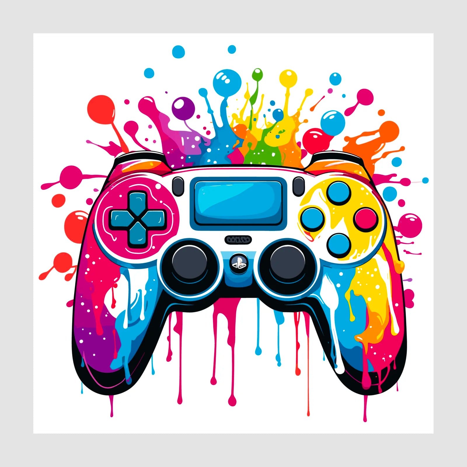 Games Controller In Colour Explosion Art Print 1