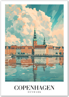 Copenhagen Denmark Art Print – Canal View and City Reflections