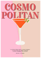 Cosmopolitan Cocktail Art Print – Retro Pink & Red Bar Decor 3