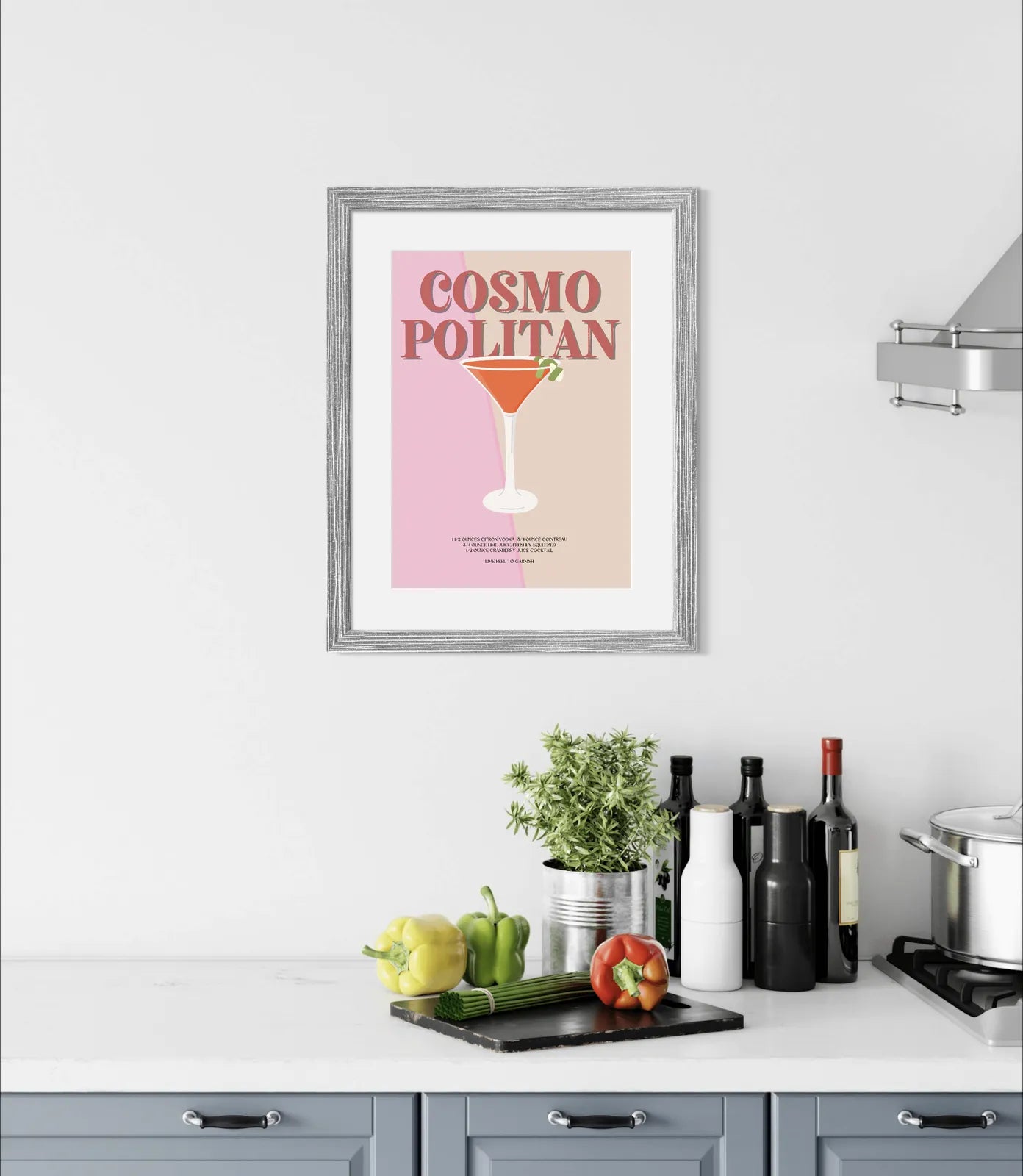 Cosmopolitan Cocktail Art Print – Retro Pink & Red Bar Decor 2