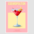 Cosmopolitan Cocktail Art Print – Retro Yellow & Red Bar Decor 1