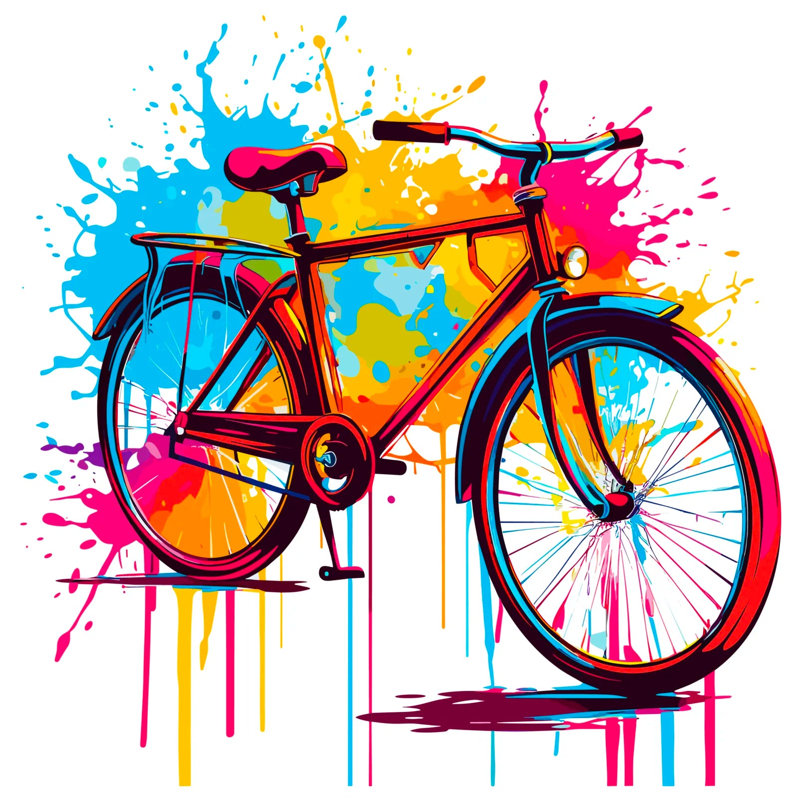 Classic Bicylce Paint Drip Style Art Print 3