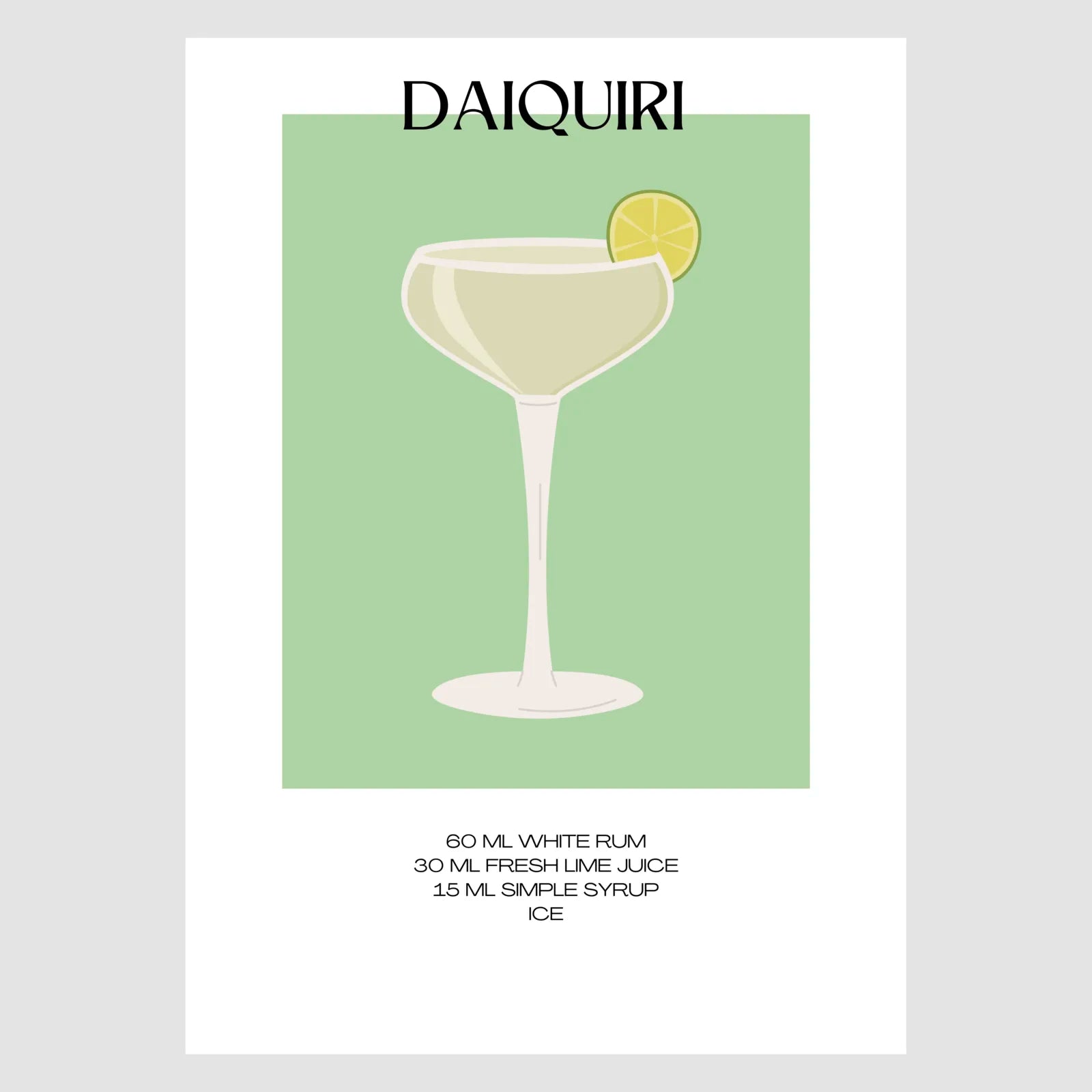 Daiquiri Cocktail Art Print – Retro Green Bar Decor 1