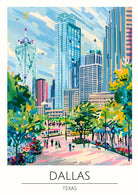 Dallas Cityscape with Leafy Trees Art Print 3