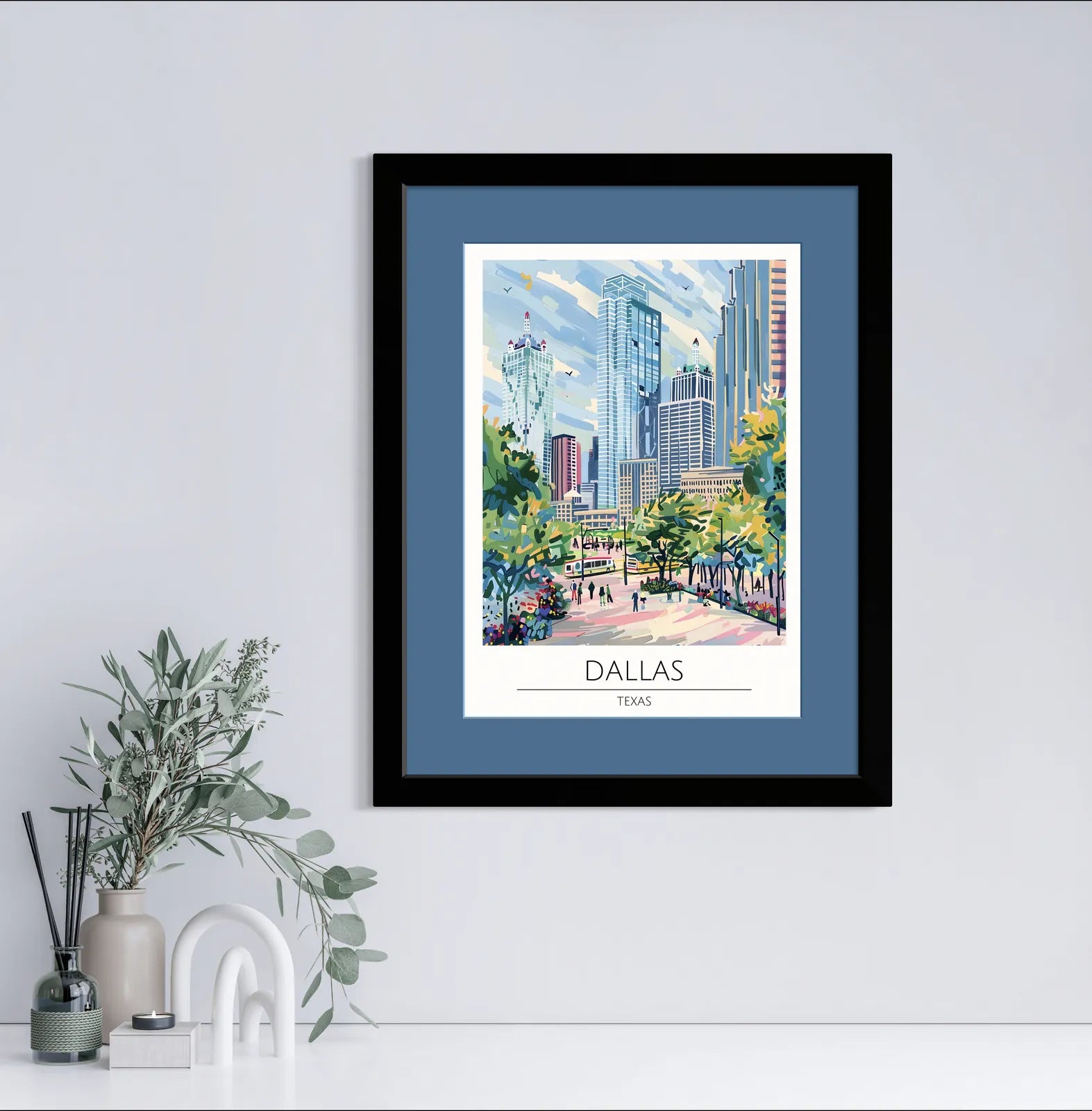 Dallas Cityscape with Leafy Trees Art Print 2