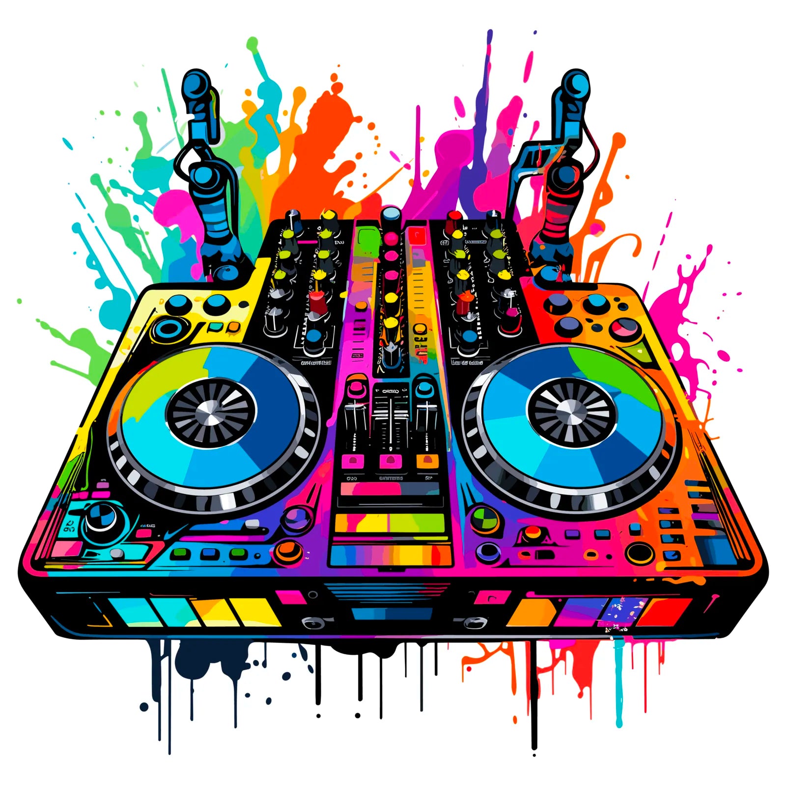 Cool DJ Synthesizer Decks Paint Splash Art 3