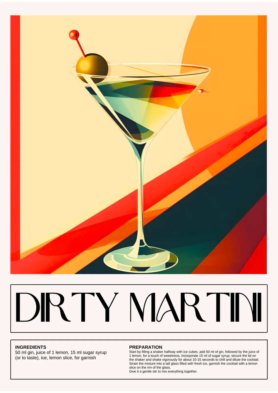 Dirty Martini Cocktail Art Print – 1920s Retro Vibe Decor 3