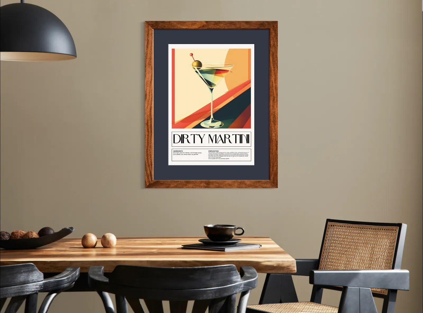 Dirty Martini Cocktail Art Print – 1920s Retro Vibe Decor 2