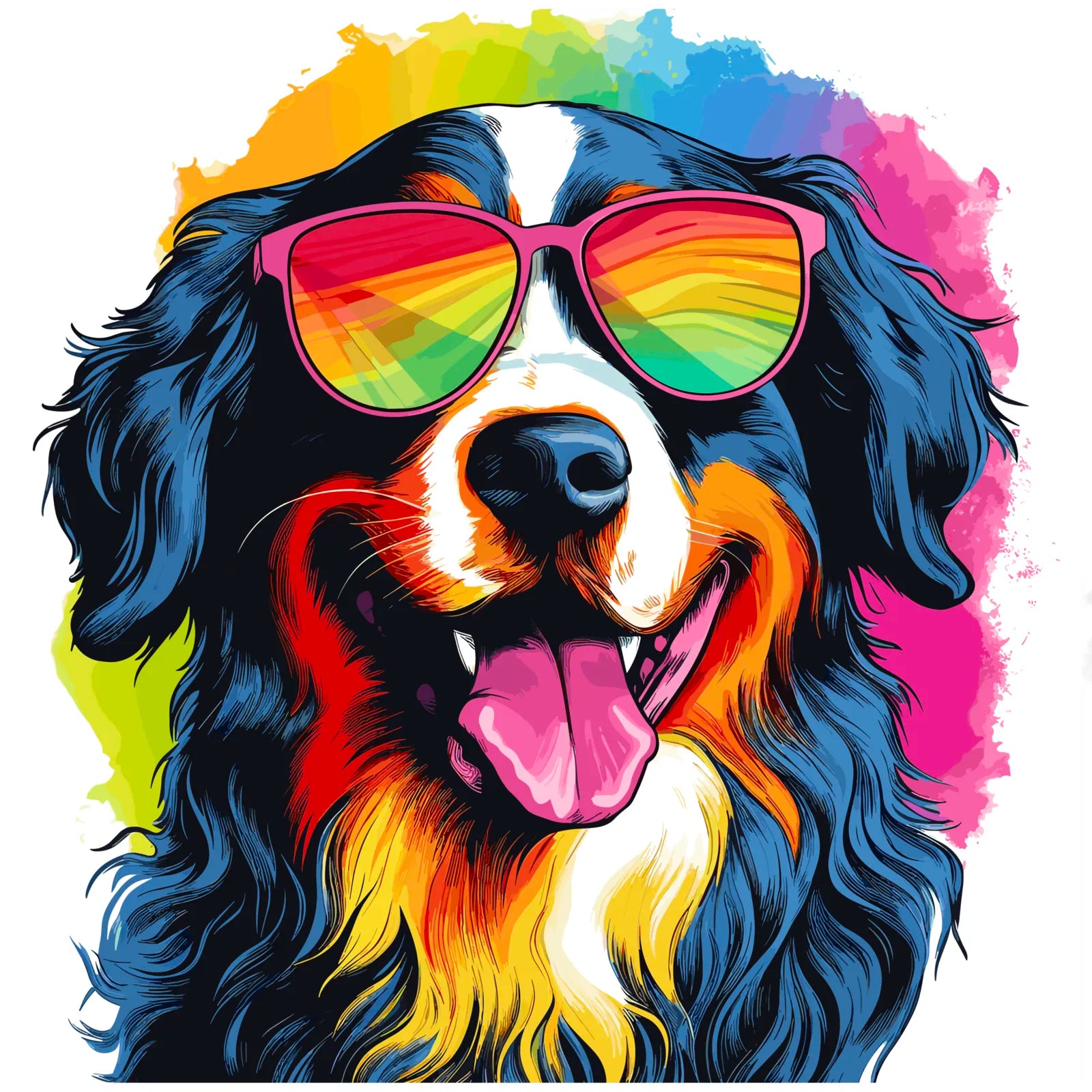 Cool Colourful Dog In Shades Digital Art Print 3