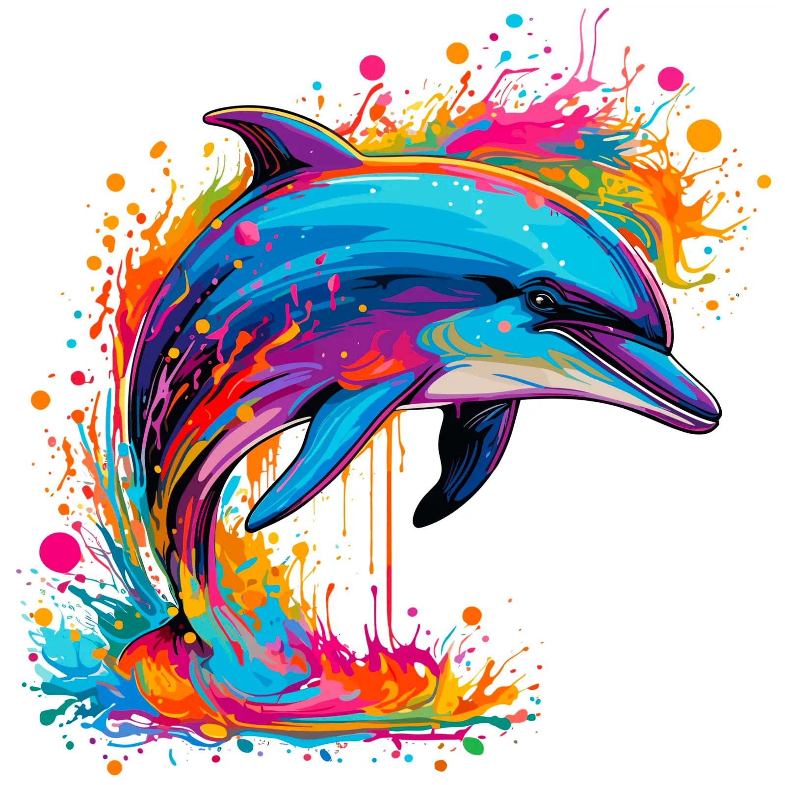 Splashing Dolphin Digital Art Print 4