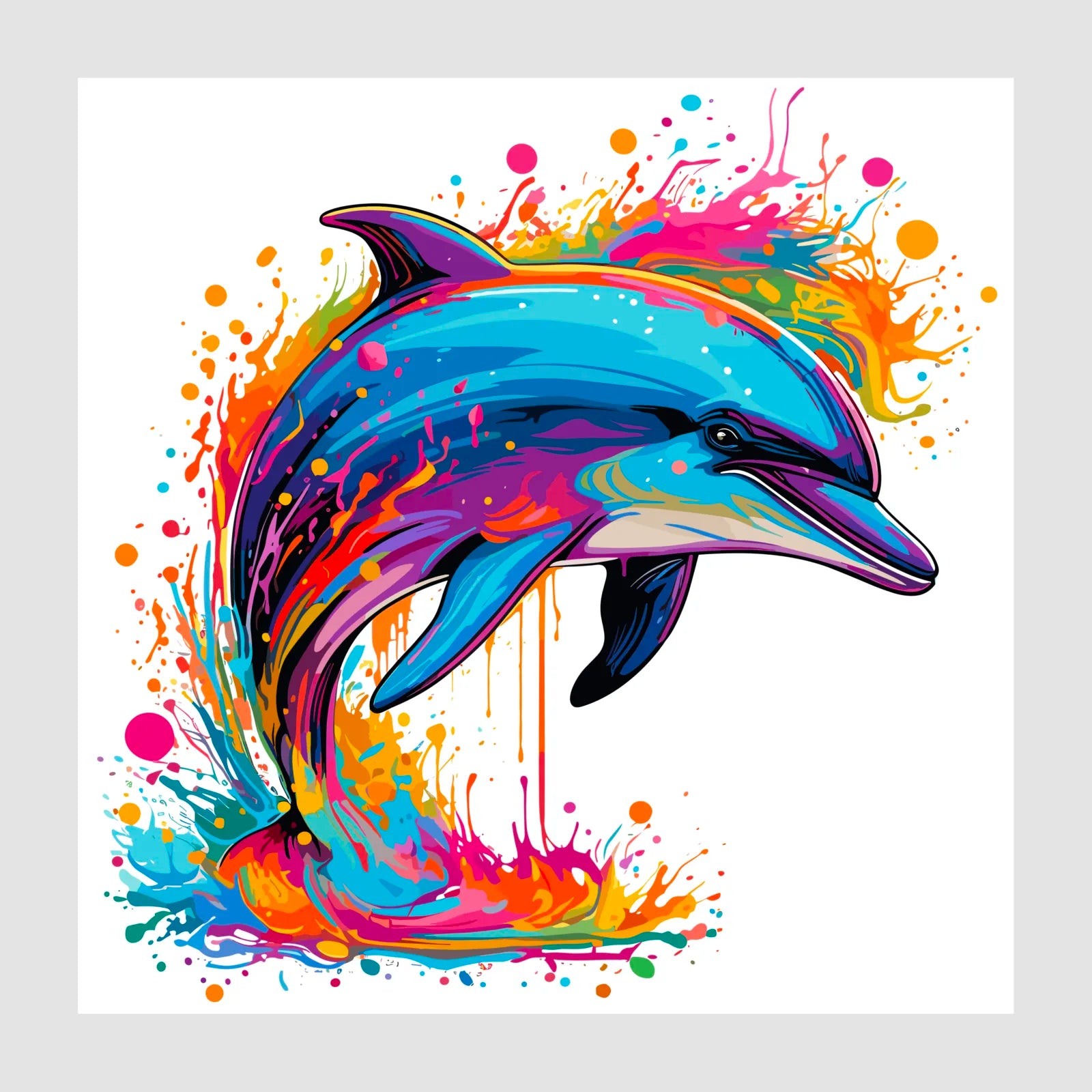 Splashing Dolphin Digital Art Print 1