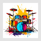 Full Drum Set In A Bright Paint Splash Design Print 1