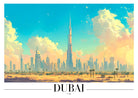 Dubai Skyline Art Print with Desert and Burj Khalifa 3