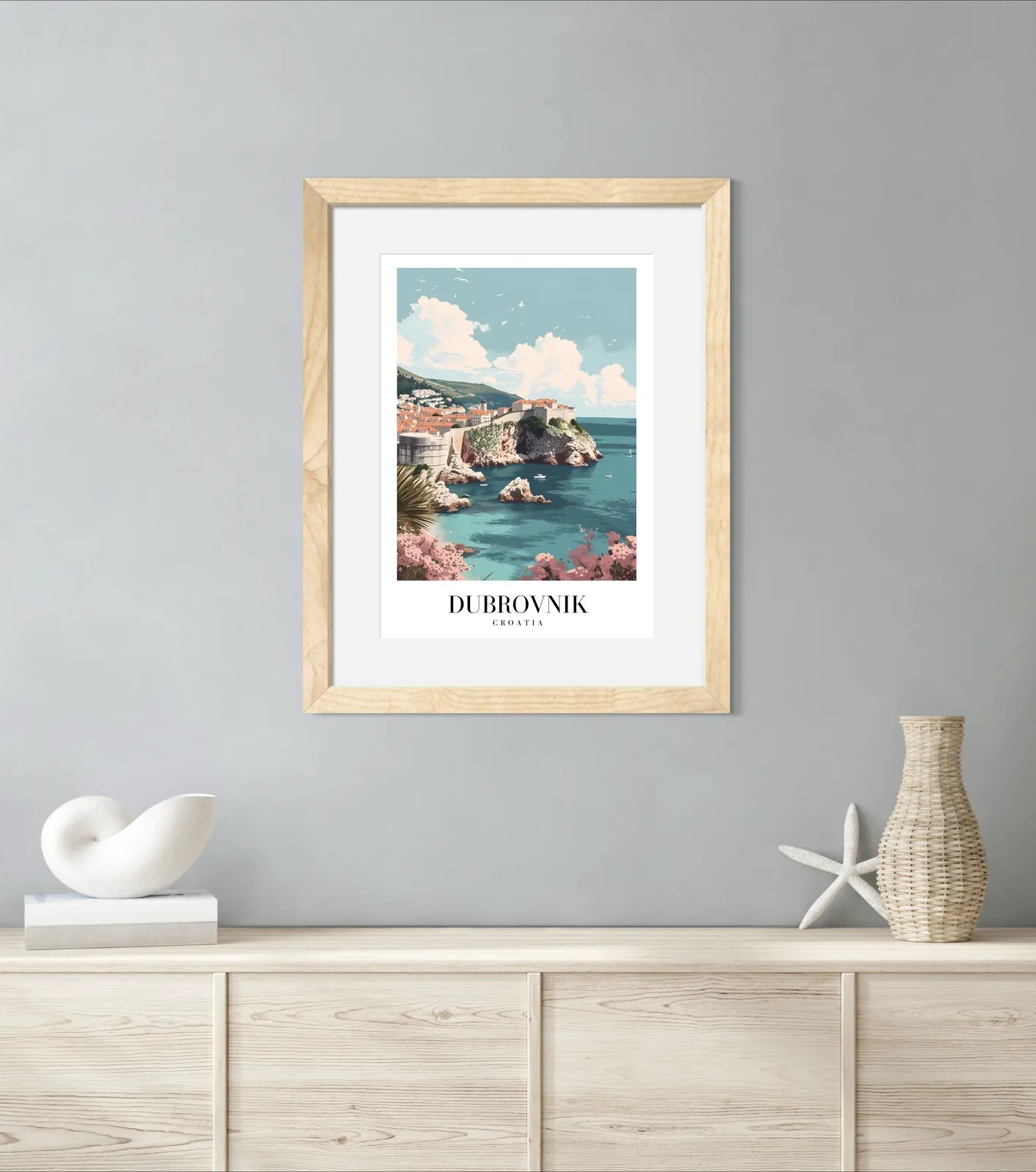 Dubrovnik Croatia Art Print – Old Town and Mediterranean Sea