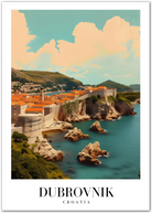 Dubrovnik Croatia Art Print – City Walls and Rocks by the Sea