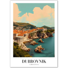 Dubrovnik Croatia Art Print – City Walls and Rocks by the Sea