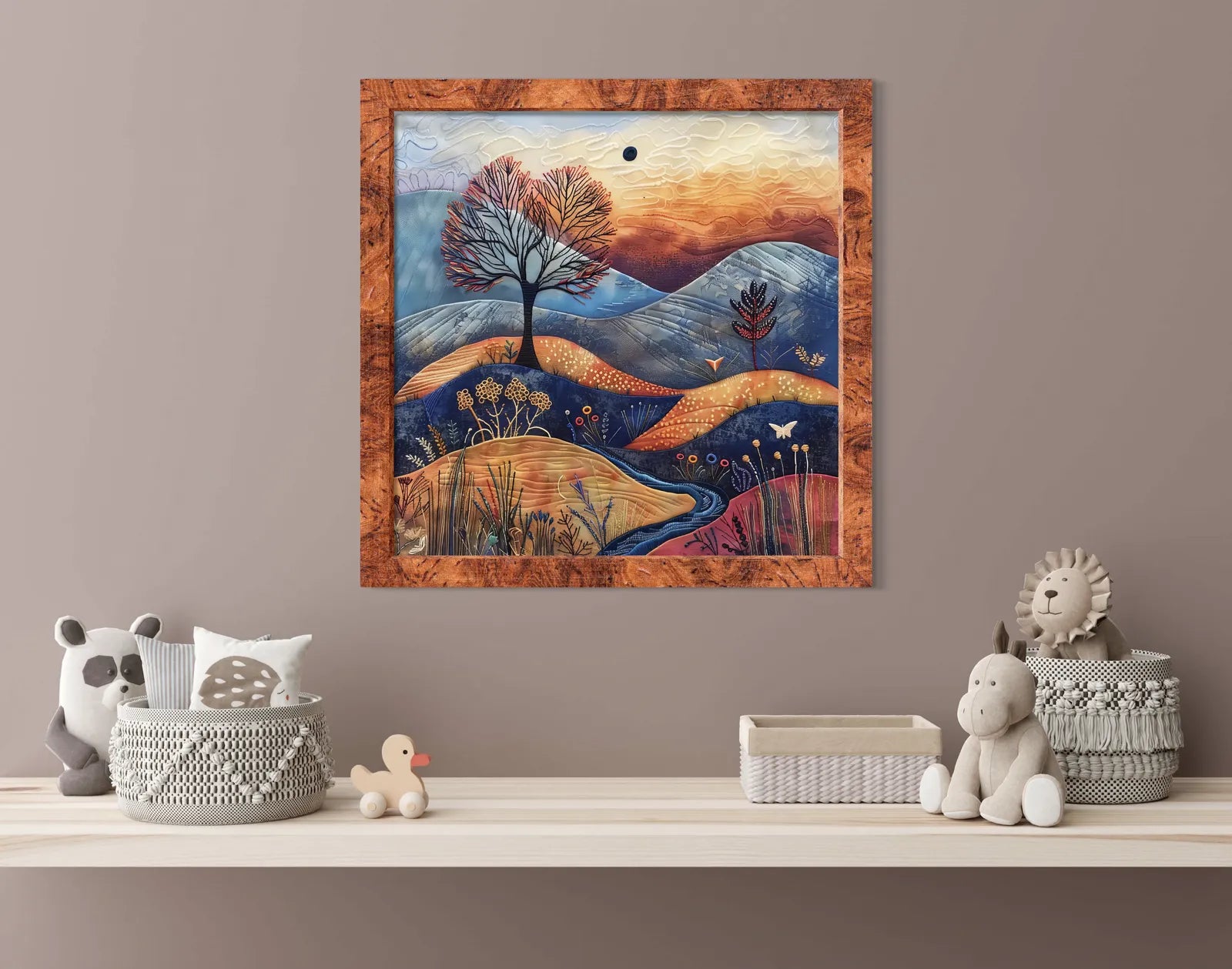 Autumn Hills Embroidered Art Print 2