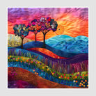 Vibrant Hills and Trees Embroidered Art Print 1