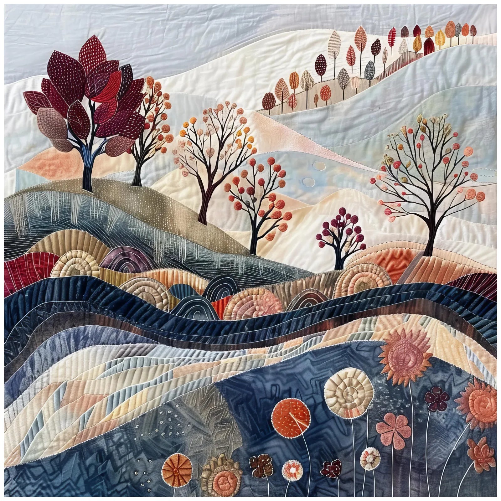 Autumn Breeze Embroidered Art Print 2