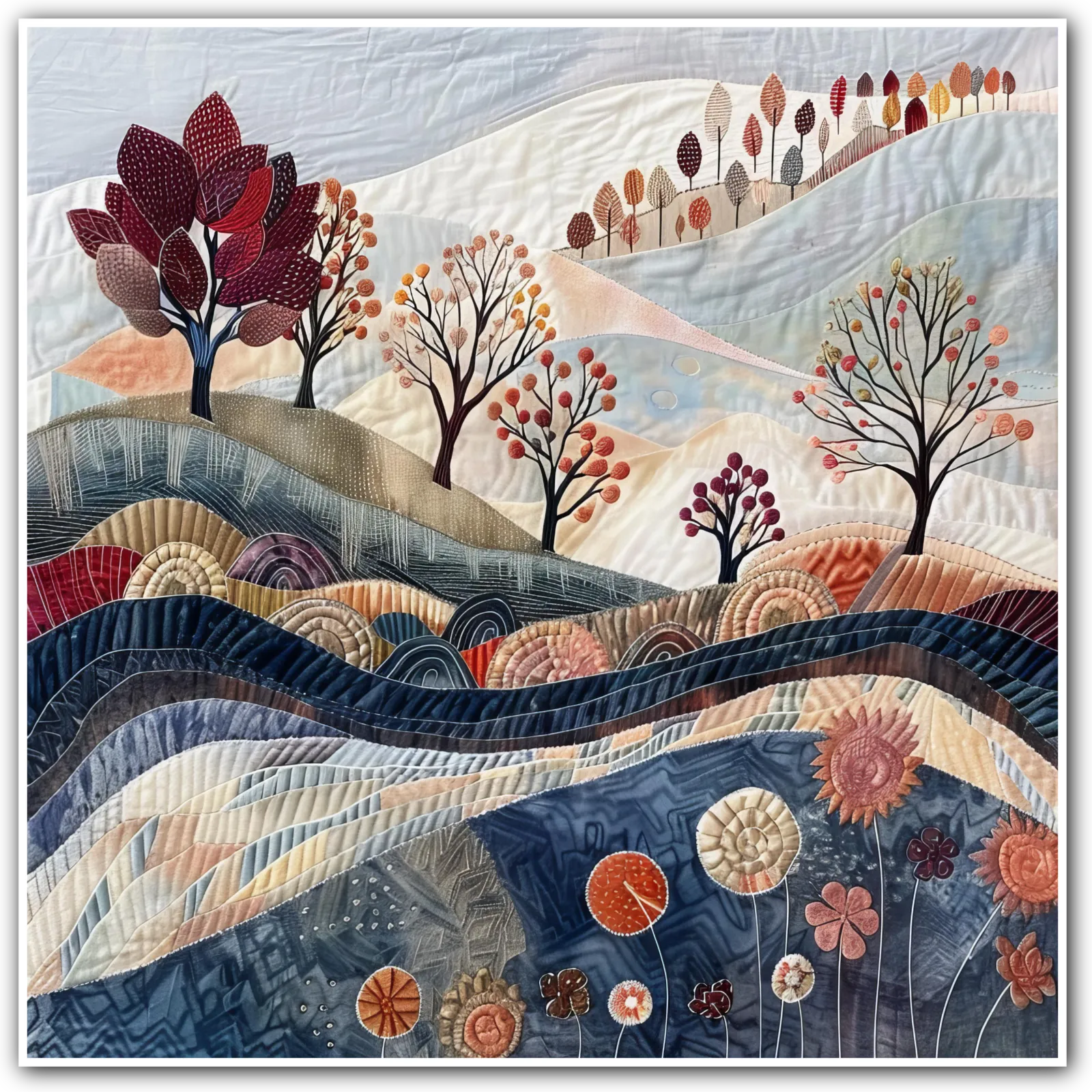 Autumn Breeze Embroidered Art Print 1