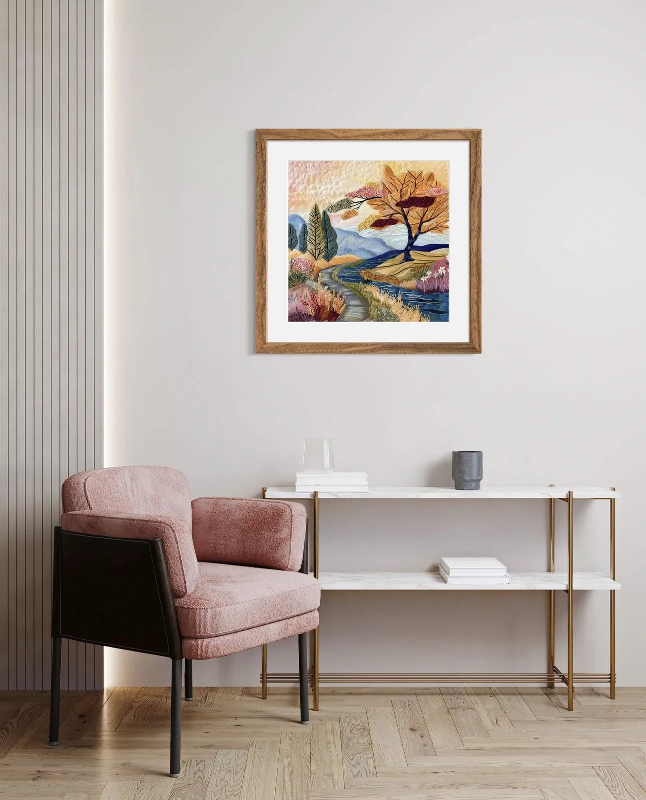 Autumn Horizon Embroidered Art Print Autumn Landscape 3