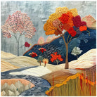 Autumn Reflections Embroidered Art Print Autumn Landscape 1