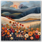 Whimsical Hills Embroidered Art Print Spring Landscape