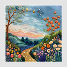 Summer Meadow Path Embroidered Landscape Art Print 1