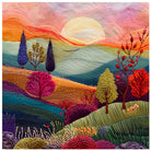 Pastel Sunrise Hills Embroidered Landscape Art Print 3