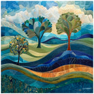 Mosaic Tree Hills Embroidered Art Print 3