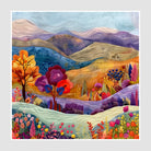 Colourful Hillside Embroidered Landscape Art Print 1