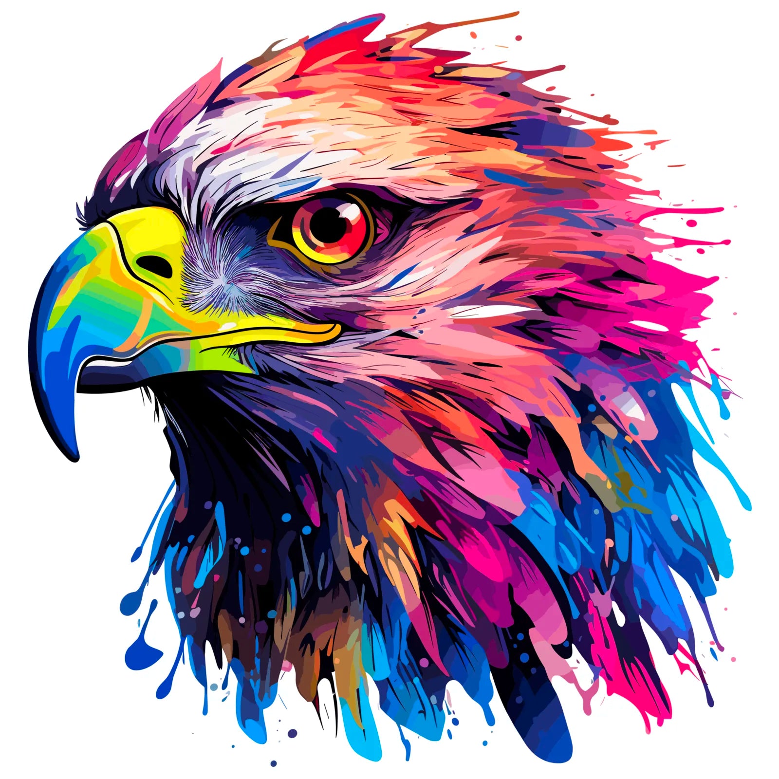 Fearful Paint Splash Eagle Digital Art Print 3